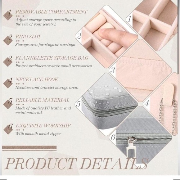 Travel Jewelry Box Organizer Portable Small Jewelry Case Storage with‎ Mirror - Picture 2 of 4